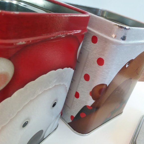 Swiss Miss Collectible Christmas Tins, Bears Red Silver, Seasonal Storage, Empty - Picture 7 of 8